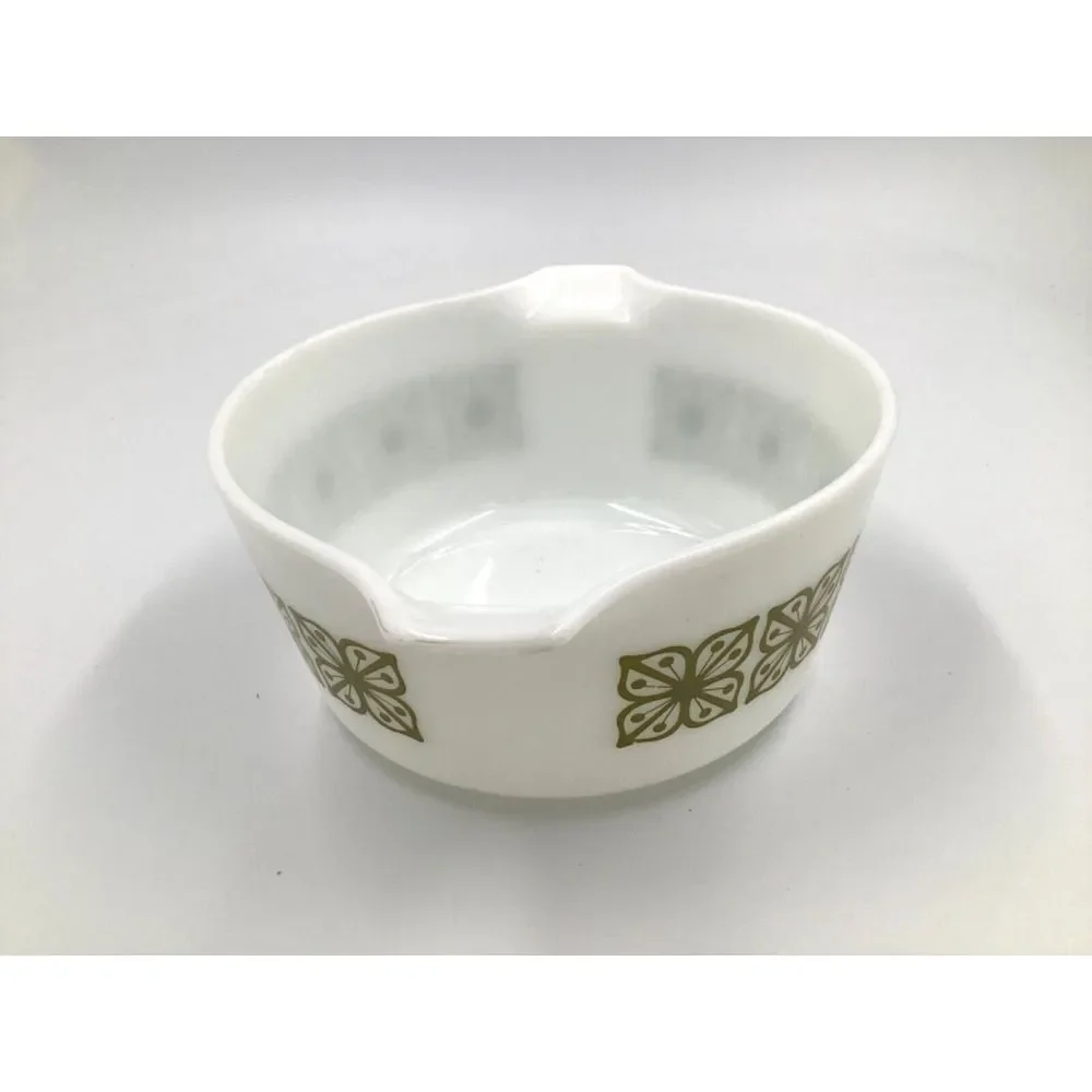 Pyrex Verde Square Green Flowers 1 1/2 qt 474B Casserole Dish Vtg‎